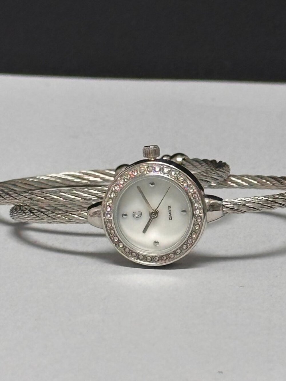 Charming Charlie Watch Womens Silver Tone Matching Bracelet Cuff Band Works